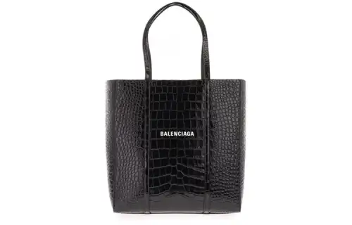 Balenciaga Leather Tote Bag, Shopping Bag, Handbag Large Women's Black