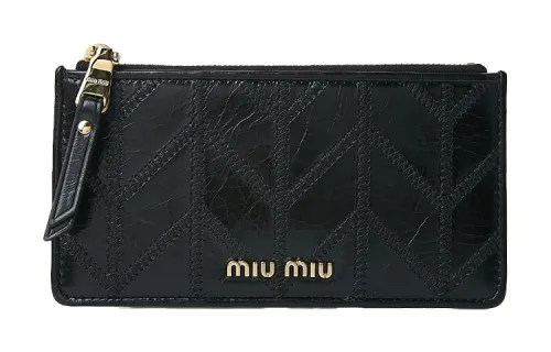 MIU MIU Cow Leather Wallet Women's Black