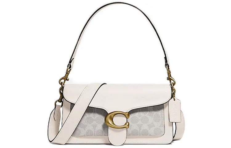 COACH Tabby Canvas Leather God Of Wine Bag, Shoulder Bag, Crossbody Bag Women's White