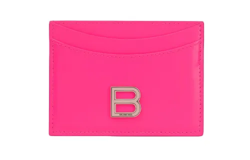 Balenciaga Hourglass Calfskin Card Holder Card Holder Women's Neon Pink