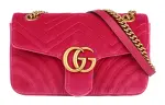 GUCCI GG Marmont Velvet Crossbody Bag, Shoulder Bag Women's Fuchsia