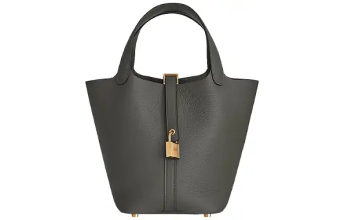 HERMES Picotin Lock Clemence Bullock Leather Basket Bag, Bucket Bag, Handbag 22 Women's 0L Grismeyer Rain Cloud Gray