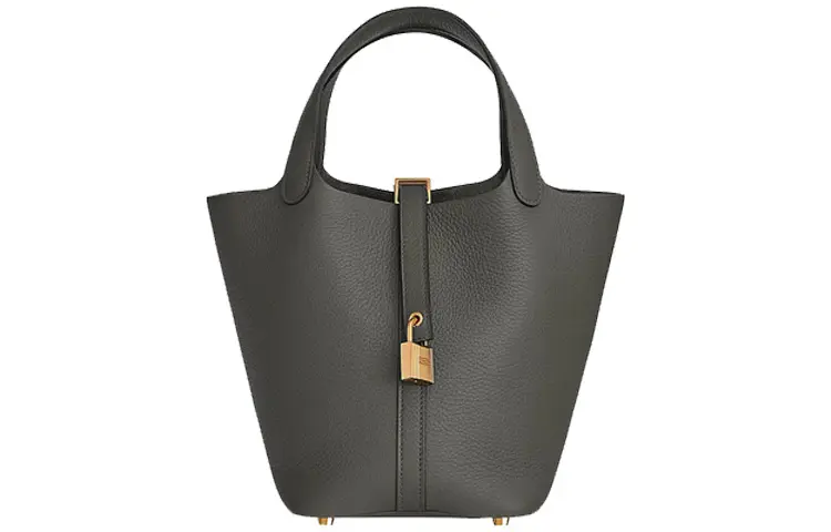 HERMES Picotin Lock Clemence Bullock Leather Basket Bag, Bucket Bag, Handbag 22 Women's 0L Grismeyer Rain Cloud Gray