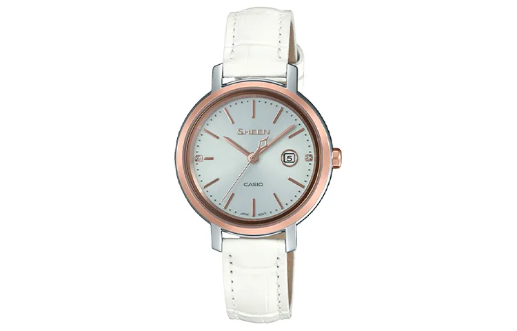 CASIO SHEEN Collection Quartz Movement Genuine Leather Strap Watch Women's Watch White Dial