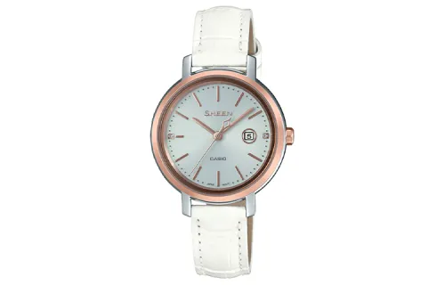 CASIO SHEEN Collection Quartz Movement Genuine Leather Strap Watch Women's Watch White Dial