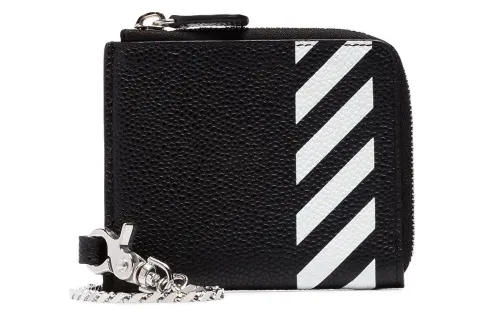 OFF WHITE Leather Wallet Unisex Black