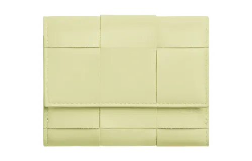 Bottega Veneta Sheepskin Cow Leather Wallet Women's Yellow