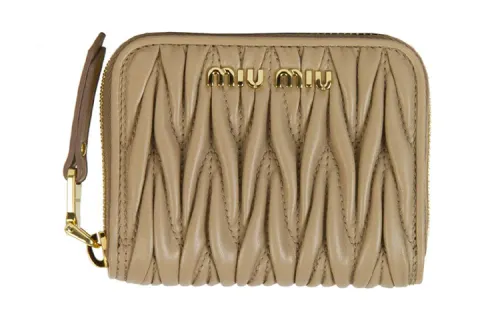MIU MIU Leather Wallet Women's Light Umber
