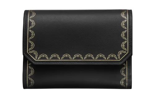CARTIER Guirlande Calfskin Wallet Unisex Black
