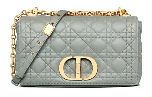 DIOR Caro Cow Leather Crossbody Bags Medium Women's Gray