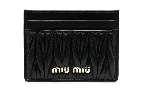 MIU MIU Nappa Leather Card Holder, Wallet Women's Black