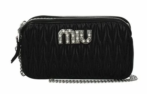MIU MIU Pattern Sheepskin Shoulder Bag, Crossbody Bag Women's Black