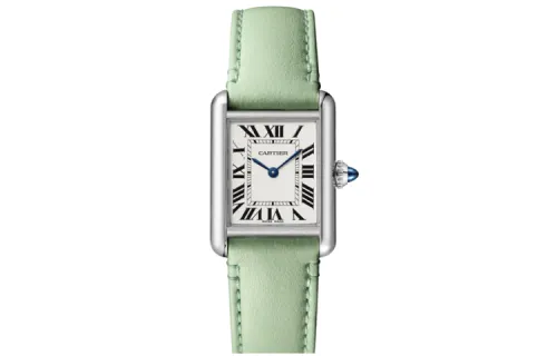 CARTIER TANK DE Solar Quartz Movement Waterproof Unisex Watch 22*29.5mm Silver Dial Stainless Steel Case