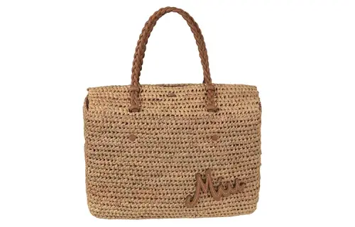 MIU MIU Woven Cow Leather Tote Bag, Shopping Bag, Handbag Women's Nude