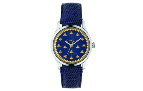 GUCCI G Timeless Collection Wrist Watches Automatic Mechanical Movement Genuine Leather Strap Blue Dial Men's Watches