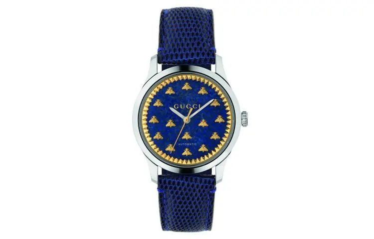 GUCCI G Timeless Collection Wrist Watches Automatic Mechanical Movement Genuine Leather Strap Blue Dial Men's Watches