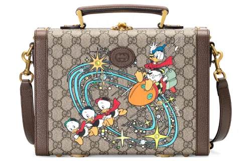 GUCCI Disney X Disney Collaboration Canvas With Leather Makeup Case, Shoulder Bag, Crossbody Bag, Handbag Unisex Ebony