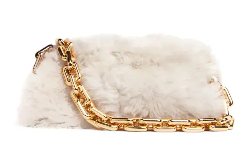Bottega Veneta Sheepskin One Shoulder Handbag Clutch Women's White