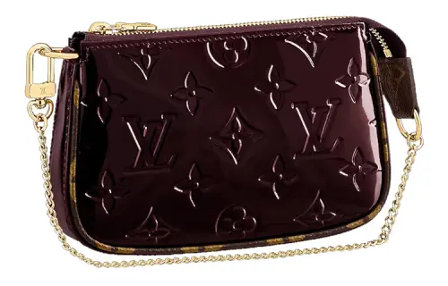 LOUIS VUITTON Mini Pochette Accessoires Monogram Vernis Amarante Red