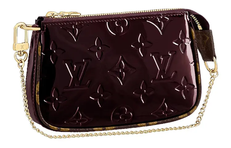 LOUIS VUITTON Mini Pochette Accessoires Monogram Vernis Amarante Red