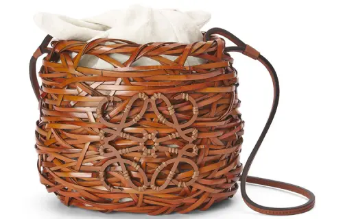 LOEWE Calfskin Bamboo Baskets Bag, Crossbody Bag, Shoulder Bag Women's Brown Yellow