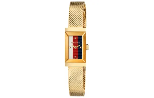 GUCCI Frame Series Wrist Watches Quartz Movement Stainless Steel Strap Red Watch Dial Women's Watch 30m Water Resistant