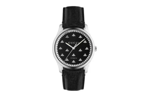 GUCCI G Timeless Collection Wrist Watches Automatic Mechanical Movement Cow Leather Strap Black Dial Men's Watches