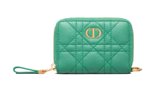 DIOR Calfskin Card Holder Women's Tundra Green