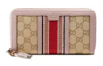 GUCCI Canvas With Leather Wallet, Wallet Women's Ebony/Nude Pink