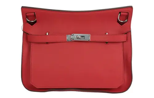 HERMES Jypsiere Swift Leather Shoulder Bag 28 Women's Tomato Red