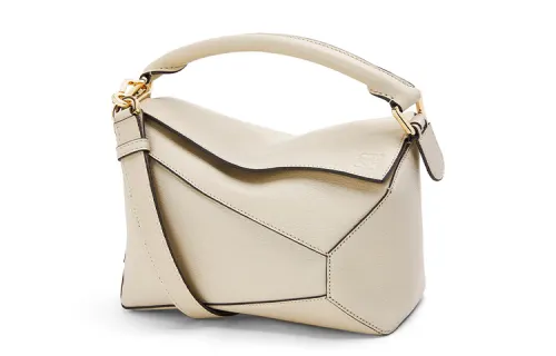LOEWE Zip Closure Goatskin Handbag Small Women's Ecru