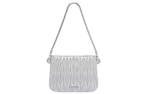 MIU MIU Maritime SASSY Chain Soft Sheep Leather Shoulder Bag, Handbag, Shoulder Bag Women's Silver