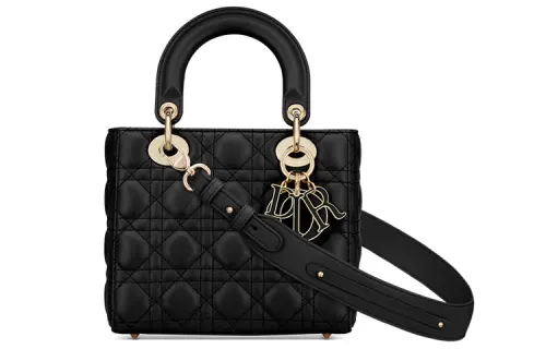 DIOR Lady Dior Sheepskin Handbag, Shoulder Bag, Crossbody Bag, Handbag Small Women's Black