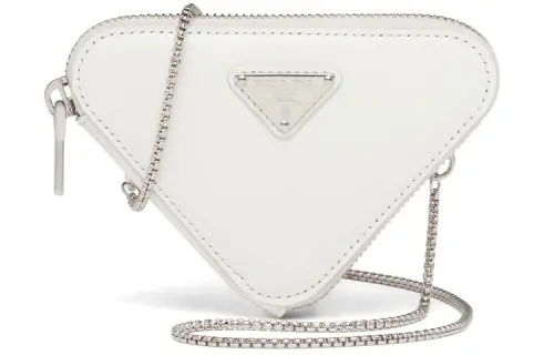 PRADA Leather Crossbody Clutch Mini Women's White