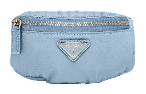 PRADA Saffiano Wristband Type Nylon Fabric Clutch Mini Unisex Blue