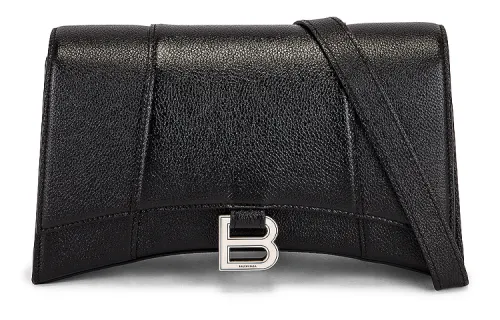 Balenciaga Hourglass Grain Calfskin Hourglass Bag, Handbag Small Women's Black