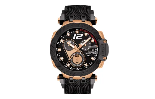 TISSOT Race Collection Quartz Movement Men's Watches Watch 47.6mm Black Dial Stainless Steel Case Leather Strap