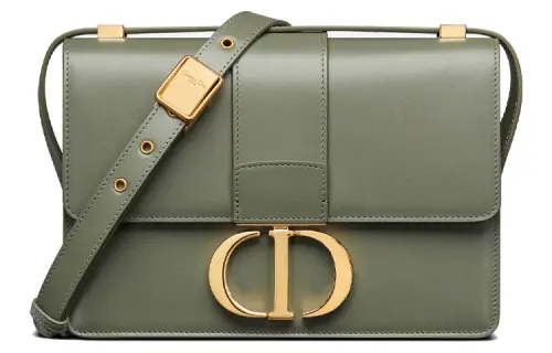 DIOR 30 Montaigne Collection Smooth Cow Leather Box Bag, Shoulder Bag, Crossbody Bag Women's Pine Green Color