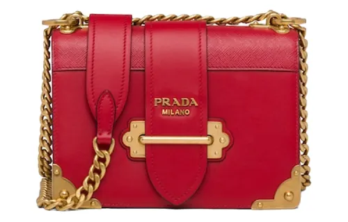 PRADA Cahier Calfskin Crossbody Bag, Shoulder Bag Women's Red