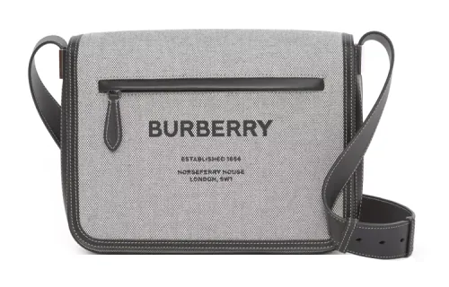Burberry Cotton Canvas Messenger Bag Small Men's Gray