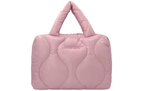 MIU MIU Nylon Fabric Handbag Women's Pink