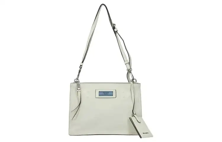 PRADA Leather Shoulder Bag, Crossbody Bag Women's White