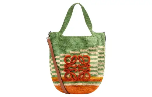 LOEWE With Cow Leather And Raffia Handbag Mini Women's Green/Orange