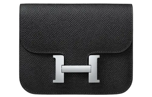 HERMES Constance Slim Epsom Leather Clutch Wallet Fanny Pack Women's 89 Noir Black