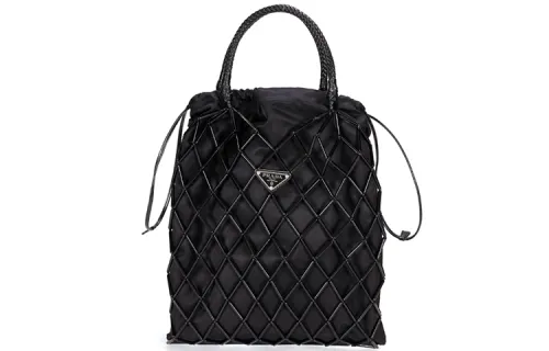 PRADA Nylon Fabric Bucket Bag Handbag Women's Black