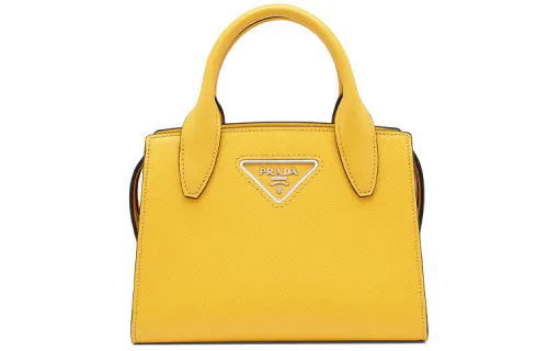 PRADA Saffiano Leather Handbag Women's Yellow