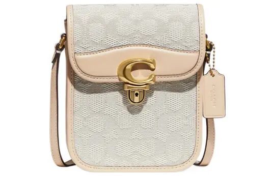 COACH Studio Jacquard Fabric With Cow Leather Cell Phone Pouch, Shoulder Bag, Crossbody Bag Women's