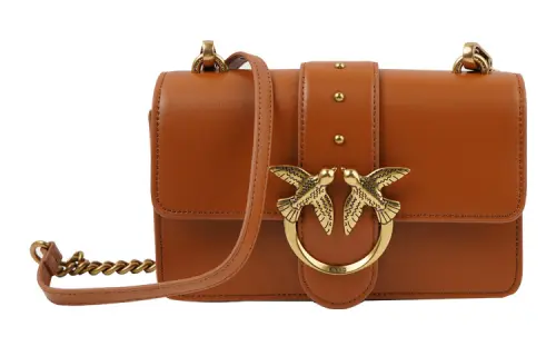 PINKO SIMPLY Cow Leather Swallow Bag Shoulder Bag Women's Brown