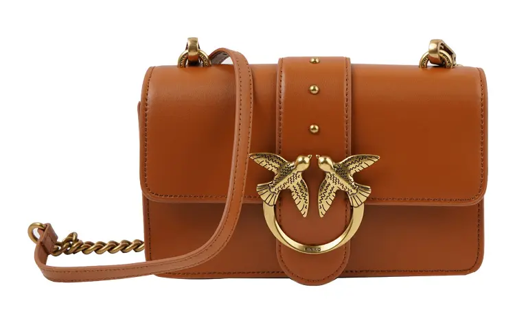 PINKO SIMPLY Cow Leather Swallow Bag Shoulder Bag Women's Brown
