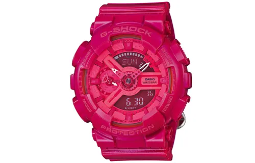CASIO Women's Liquid Crystal/Analog Dual Display Series Pink Watch GMA-S110CC-4